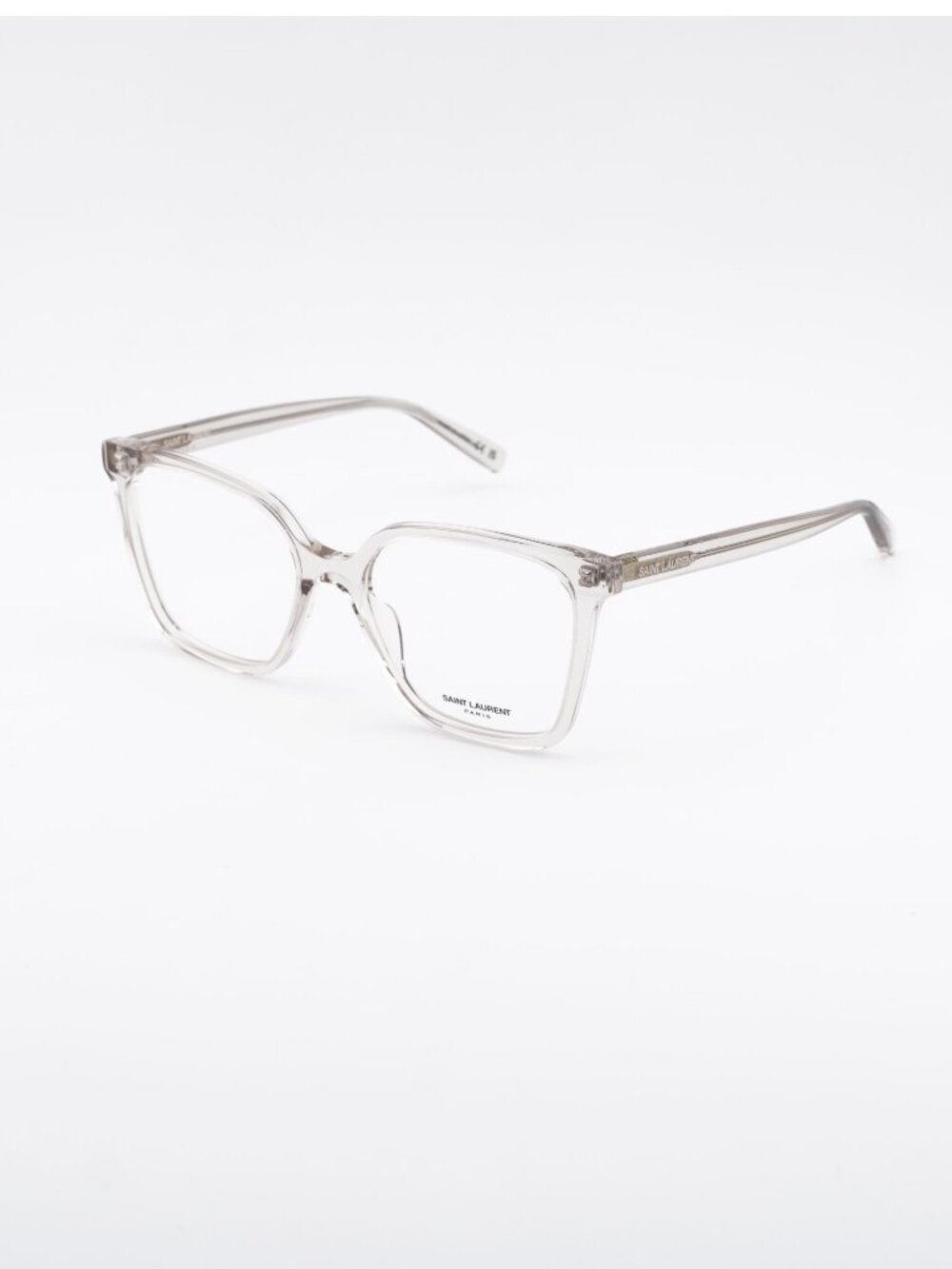 Saint Laurent SL910 004 Eyeglasses Shiny Transparent Cream 53mm Square Frame